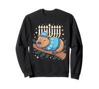 Hanukkah Sleeping Capybara on Star of David Cute Sweatshirt