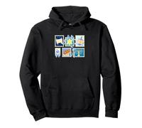 Hanukkah Stamps and Blue Coquette Bows with Menorah Dreidel Pullover Hoodie