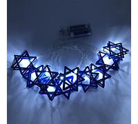 Hanukkah Star of David Lights String,1.65M 10 LEDs Navy String Lights,Judaical Chanukah Lights Decorations for Jewish Judaism(Star)