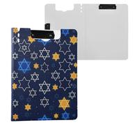 Hanukkah Star of David Navy Clipboard Folder Two Metal Clips Pen Holder Clip Board with Cover Clipfolio Hospital Accessories