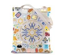 Hanukkah Tote Bag Happiness Laughter Spirit Lights Reusable Grocery Tote Bag Jewish Saying Shoulder Bag Jewish Gift (Happiness Tote)