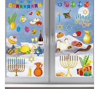 Hanukkah Window Clings Menorah and Dreidel Decoration Glass Window Decals 9 Sheets Chanukah Static Stickers Classroom Window Clings for Wall Glass Car Jewish Holiday Hanukkah Party Decoration