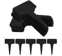 Hanunalir 100 Pcs Black Plant Labels, T-Shape Garden Markers, Reusable PVC Plastic Plant Tags for Outdoor Plants, Herbs, Flowers