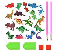 Hanunalir 18Pcs 5D DIY Diamond Stickers Painting Kits for Kids Dinosaur Diamond Painting Kits Diamond Art Kits Kids Art Activity Set for Children, Boys and Girls
