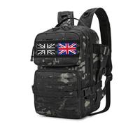 HANWELL 25L Military Tactical Fishing Backpack Tackle Bag with Flag Patches | Water Resistant Carryall Storage Bags for Fishing Gear, Rucksack for Men Angling Lure Carp Hiking Camping Travel Hunting