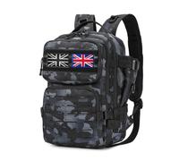 HANWELL 25L Military Tactical Fishing Backpack Tackle Bag with Flag Patches | Water Resistant Carryall Storage Bags for Fishing Gear, Rucksack for Men Angling Lure Carp Hiking Camping Travel Hunting