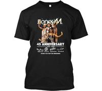 HANXI Boney M 45th Anniversary Thank You for The Memories Men's Cotton T-Shirt Black XXL