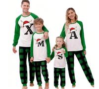 HANXIULIN Matching Christmas Pyjamas Couples,Matching Christmas Pjs for Family,A-Z Letter Printed Mens Womens Xmas Kids His and Hers Pjs Cartoon Cute Boys Girls Xmas Pajamas