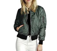 HANXIULIN Women's Faux Leather Jacket Spring Winter Autumn Thin Baseball Coat Zip Pilot Jacket Retro Floral Zipper Up Lightweight Flight Jacket for Women, Green, XL