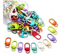 Hanyoung 100PCS Colorful Alloy Keychain Clasps, 15 Assorted Colors 360° Swivel D-Ring Lobster Claw Clips, Dopamine Color Metal Hooks for DIY Jewelry Making, Keychains, Bag Charm (D-Ring Multicolor