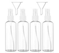 Hanyousheng 4 PCS 100ml/3.38oz Spray Bottle, Plastic Refillable Spray Bottle, Atomiser Spray Bottle, Transparent Fine Mist Spray Bottle, Spray Bottle Set, for Cleaning, Perfume, with 2 Pieces Funnel