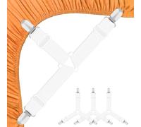 Hanyousheng 4 Pcs Bed Sheet Clips, White Adjustable Bed Sheet Straps, Triangle Bed Sheet Straps with Clips, Fitted Sheet Clips for Mattress for Bedding, Mattress Covers, Bed Sheets, Sofa Cushion