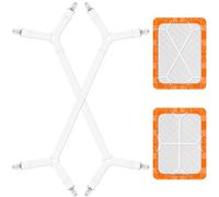 Hanyousheng Fitted Bed Sheet Straps Clips Holder, Bed Sheet Clips, Adjustable Bed Sheet Fasteners Grippers, Crisscross Fitted Sheet Straps for Bedding, Mattress Sheet Clips Straps (2Pcs/Set, White)