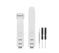 HANYTON Compatible with Cartier Watch 20mm Band, Silicone Rubber Stainless Steel Replacement Strap for Cartier Watch Must 21 Chronoscaph Autoscaph, White