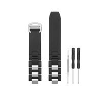 HANYTON Compatible with Cartier Watch 20mm Band, Silicone Rubber Stainless Steel Replacement Strap for Cartier Watch Must 21 Chronoscaph Autoscaph, Black (Black/Silver Buckle)