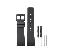HANYTON Compatible with Cartier Watch 23mm Band, Soft Silicone Rubber Replacement Strap for Cartier Watch Santos 100 Series, Black (Black Stripe/Black Buckle)