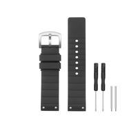 HANYTON Compatible with Cartier Watch 23mm Band, Soft Silicone Rubber Replacement Strap for Cartier Watch Santos 100 Series, Black, Black / Silver Buckle, 23mm, Modern