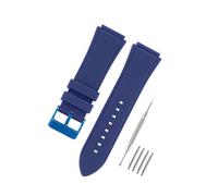 HANYTON Compatible with GUESS Watch 22mm Band, Soft Silicone Rubber Replacement Strap for GUESS Watch Series 45mm W0247G3 W0040G3 W0040G7, Black, Blue / Blue Buckle, 22 mm, Modern