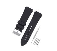 HANYTON Compatible with GUESS Watch 22mm Band, Soft Silicone Rubber Replacement Strap for GUESS Watch Series 45mm W0247G3 W0040G3 W0040G7, Black, Black / Silver Buckle, 22 mm, Modern