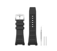 HANYTON Compatible with IWC Watch 30mm Band, Soft Silicone Rubber Replacement Strap for IWC Watch Series IW323601 IW323602 IW376501 IW322503, Black (Black/Silver Buckle)