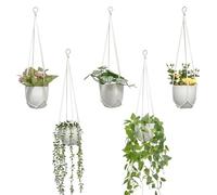 HanYun Hanging Planters Baskets, 5 Pack Hanging Planter 100% Cotton Macrame Flower Pot Wall Hanging Holder for Indoor Boho Decor Home Decoration Wall Decor