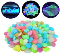 HANYUQIAO 200 Pieces Colored luminous stone,Luminous expanded Pebble,Cobble decorative stone,Aquarium Garden Children's Room Decoration (Mixed colors)