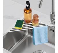 HANZENMA Triangular Sink Rack, Multi-Functional Rack Above the countertop, Foldable Sink Drying mat, Heat-Resistant, Non-Slip, and Rust-Proof Dish Rack (White)