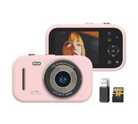 Hanzete 1080P Digital Camera Portable Digital Video Camera 48MP Dual Lens 2.8 Inch IPS Screen Game Playing Music Listening Built-in Battery with 32GB TF Card USB Card Reader Birthday Christmas Teens