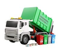 Hanzete 12.5" Garbage Truck Toy with Lights and Sounds, Friction-Powered Waste Rubbish Lorry Truck Recycling Truck Toy Vehicle Set with 3 Bins, Back Bump Function, Educational Kids(1:12)