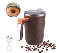 Hanzete 300ml Self Stirring Mug Temperature Heating Magnetic Coffee Mixing Cup with Lid Rechargeable 304 Stainless Steel Liner Waterproof Coffee Tea Milk Coco Smart Thermal Mixer Cups for Office Schoo