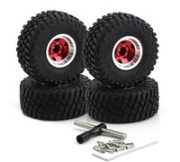 Hanzete 4pcs Remote Control Tires 57mm with 7mm Wheel Hex Beadlock Wheel Rim Rubber Tire Set Replacement for Axial SCX24 AX24 TRX4M FCX24 1/18 1/24 Car