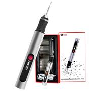 Hanzete Electric Engraving Pen, Ultimate Cordless Portable Tool for Artists & DIYers - Engrave 50+ Surfaces - Beginner Friendly - Rechargeable - Free 30 Bits & Mastery Guide & Stencils (Silver)