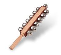 Hanzete Hand Jingle Bells Hand Sleigh Bells Wooden Shaker Jingle Bells Stick Musical Percussion Instrument Bells for Xmas Holiday Wedding Birthday Party Favors