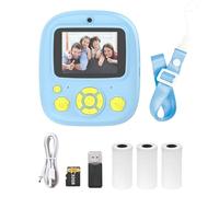 Hanzete Kids Camera Instant Thermal Printer 2.4 Inch Screen Digital Camera Support Timer Shooting 1080P/720P Video Recording Thermal Inkless Printing with 3 Rolls White Print Paper+32G Memory Card+Car