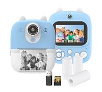 Hanzete Kids Instant Print Camera Digital Camera for Kids 1080P Digital Video Camera Dual Lens 2.4 Inch IPS Screen Built-in Battery with 32GB TF Card & USB Card Reader 3 Rolls Thermal Printing Paper N