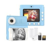 Hanzete Kids Instant Print Camera Digital Camera for Kids 1080P Digital Video Camera Dual Lens 2.8 Inch IPS Screen Built-in Battery Photo Frames with 3 Rolls Thermal Printing Paper Neck Strap 32GB TF
