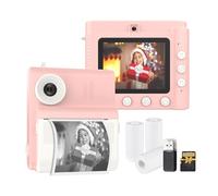 Hanzete Kids Instant Print Camera Digital Camera for Kids 1080P Digital Video Camera Dual Lens 2.8 Inch IPS Screen Built-in Battery Photo Frames with 3 Rolls Thermal Printing Paper Neck Strap 32GB TF