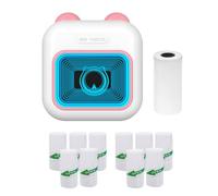 Hanzete Mini Pocket Thermal Instant Photo Printer 7-Color LED Light Label Maker Machine BT Wireless Connect Compatible with Android or iOS APP Support Receipt Label Memo Sticker Notes Lists Scrapbook