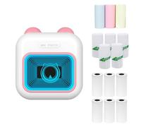 Hanzete Mini Pocket Thermal Instant Photo Printer 7-Color LED Light Label Maker Machine BT Wireless Connect Compatible with Android or iOS APP Support Receipt Label Memo Sticker Notes Lists Scrapbook