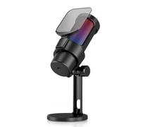 Hanzete USB Gaming Microphone Computer Mic Kit RGB Lighting with Tripod Cardioid Mode Pick-up One Key to Mute and Gain Knob for Gaming/Meeting/Live Streaming/Audio Recording/Video Plug & Play Compatib
