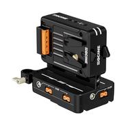 Hanzete VM-HS2 Hot Swap/Shark Fin Dual Micro V Mount Battery Plate V Lock Battery Adapter Plate with LEMO/D-tap/BP/USB-C PD 100W outputs 15mm Rod Clamp