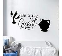 HANZHAO Cartoon quotes to be our guest wall decals beauty and the beast wall stickers for kids room playroom baby gifts vinyl DIY art wall stickers 42x80cm