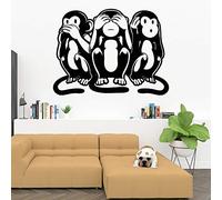 HANZHAO Funny monkey wall stickers vinyl talk see no evil monkey wall decals for house kids bedroom decoration wallpaper black wall stickers 76X57CM