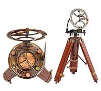 Hanzla Collection Antique Style Tripod Sundial Nautical Brass Compass For Home & Garden Decor