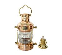 Hanzla Collection Brass & Copper Anchor Oil Lamp Leeds Burton Nautical Maritime 14" Ship Lantern