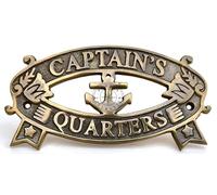Hanzla Collection Nautical CAPTAIN'S QUARTERS Door Sign 7" Antique Brass Wall Decoration Plaque
