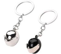 HANZMQIYJJ 2PCS 3D Mini Helmet Keychain, Zinc Alloy Metal Motorcycle Keyring Pendant, Creative Car Key Decor Accessories for Men Women, Motorbike Enthusiast Gifts