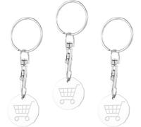 HANZMQIYJJ 3PCS Shopping Trolley Token Keychain, Metal Trolley Coin with Secure Key Ring, Reusable Supermarket Cart Unlocking Device, UK Compatible Pound Token for Shopping & Gym Lockers
