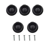 Hao Pro 36mm Base Length Antique Ring Pulls with Screws Retro Vibe Sturdy Lift Install Easily Authentic Knobs Handle Black 5 Sets for Windows Furniture Dresser Cabinet Drawers Wood Trays