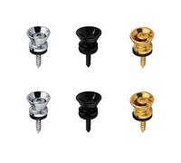 Hao Pro Guitar Strap Button Set Black Gold Silver 6 Cushion + Strap Button + Screw Stay on Well Go on off Smoothly Strap Convenient to Turn Guitar Not Fall off for Bass Electric Acoustic Guitar